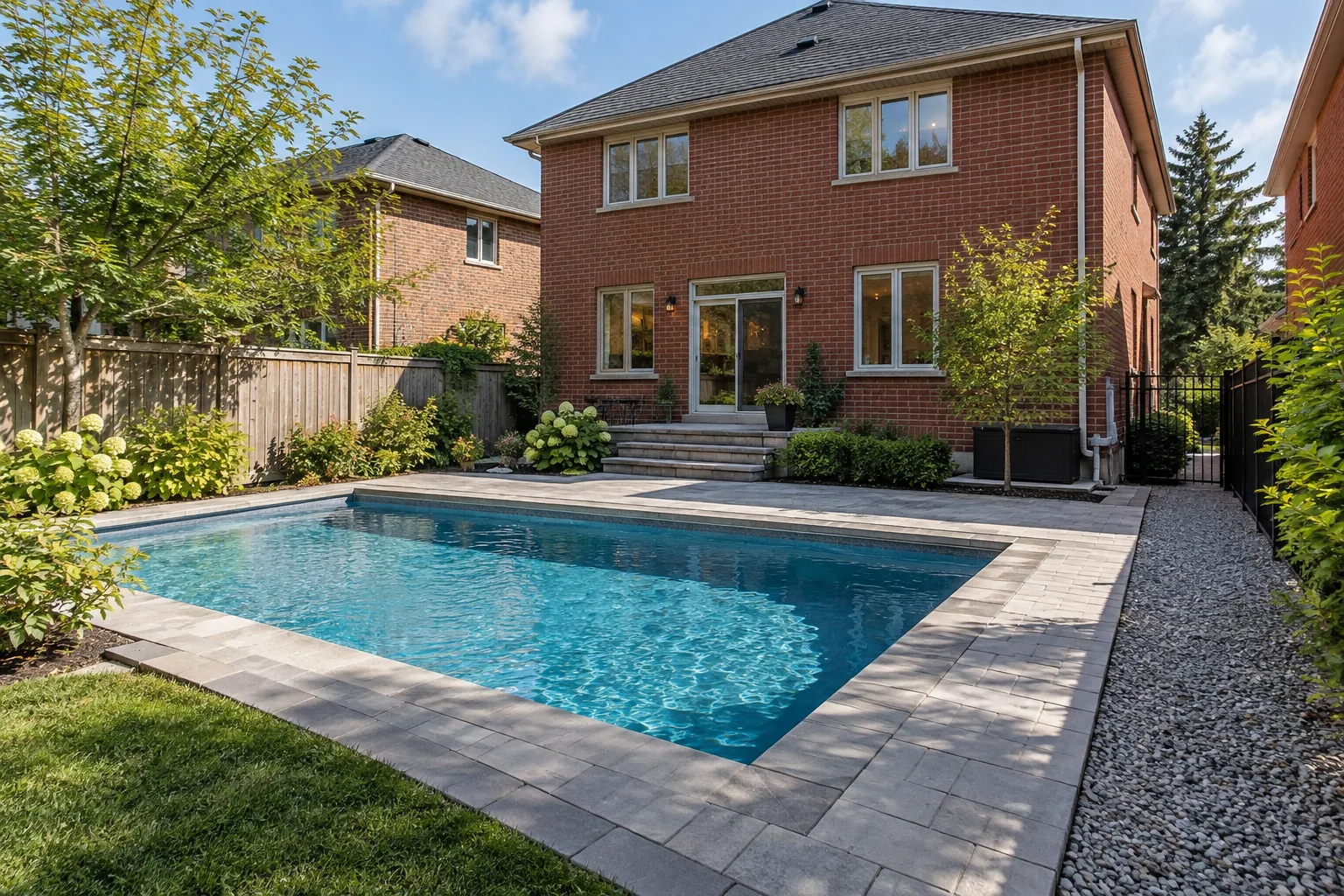 Pool surround and clear equipment route