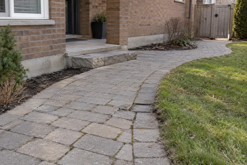 Existing paver problem documented with surrounding levels