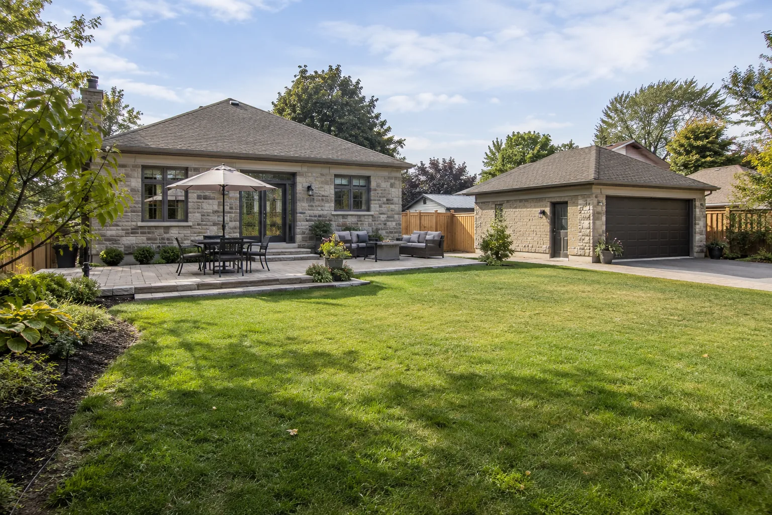family patio and usable lawn