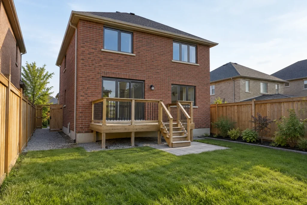 Deck and fence placement preserving future access