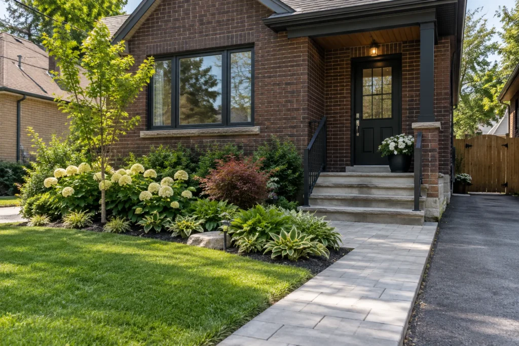 Garden bed care beside clean walkway