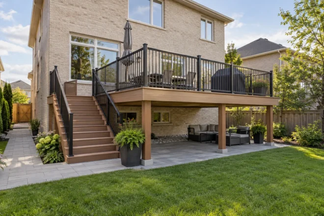 Raised deck with coherent support and proper-looking guard