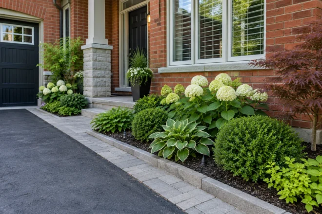 Townhouse garden installed within a narrow border