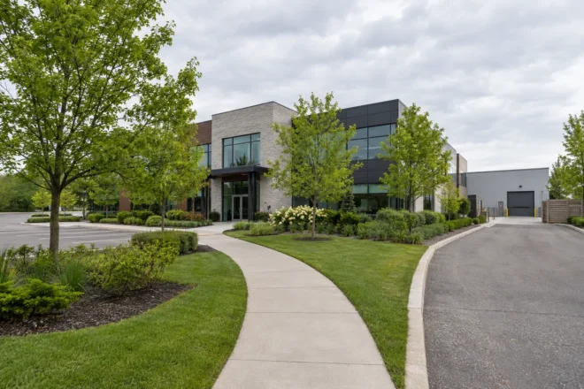 Small office campus with coherent planted common areas