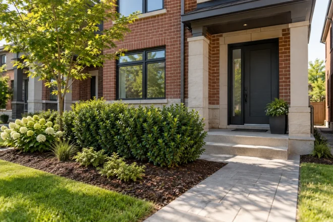 Townhouse boundary hedge without crowded roots