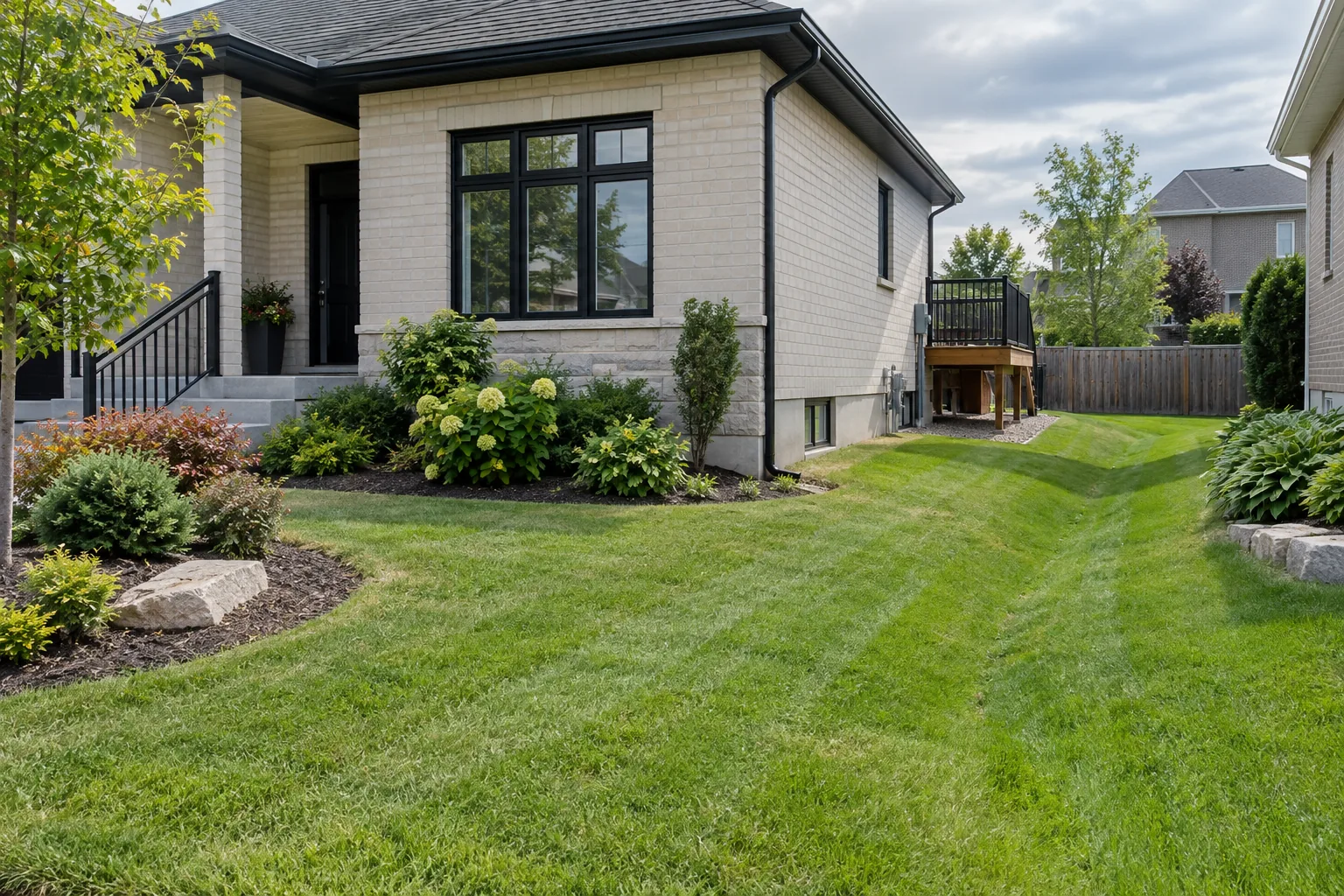 maintained grass beside layered beds