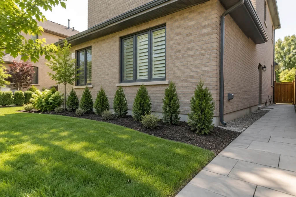 Young hedge with realistic establishment spacing