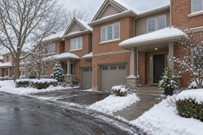 Townhouse complex shared drive with coherent plow tracks