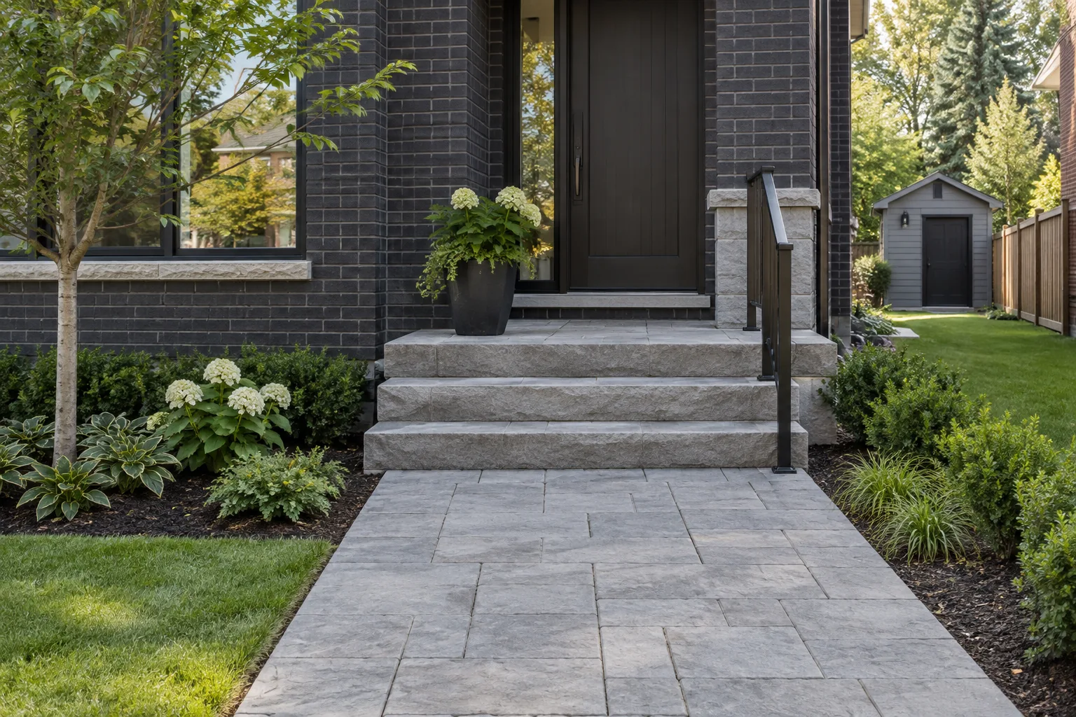 Front walk joined to stable entry steps
