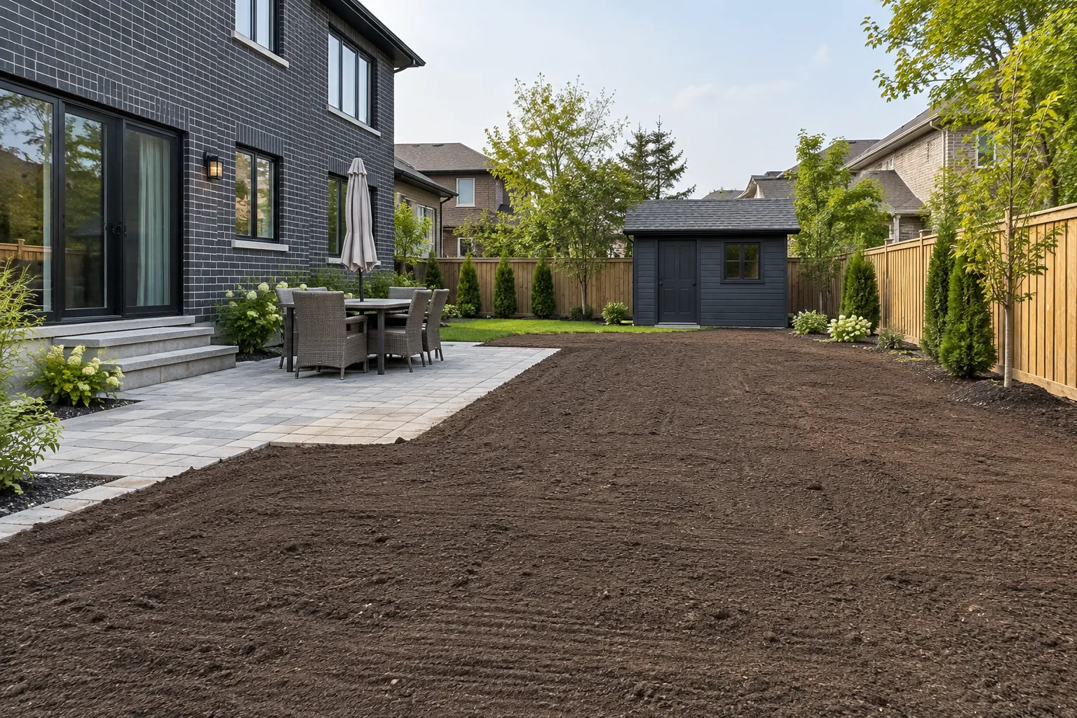 Loose fine soil after heavy work is complete