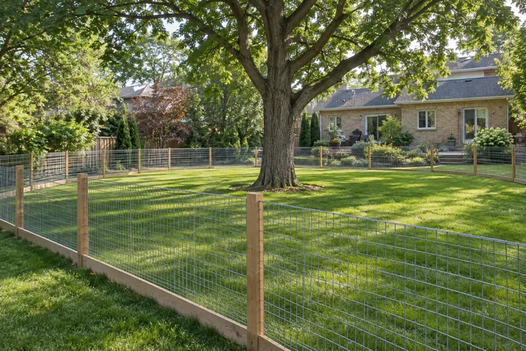 Protective barrier around tree working area before construction