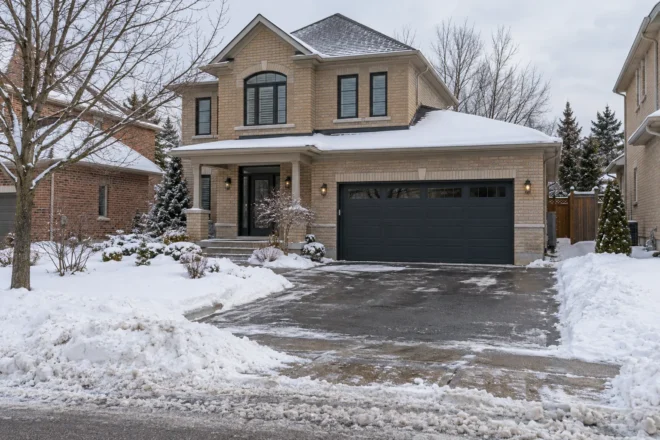 Driveway mouth with realistic municipal-plow windrow
