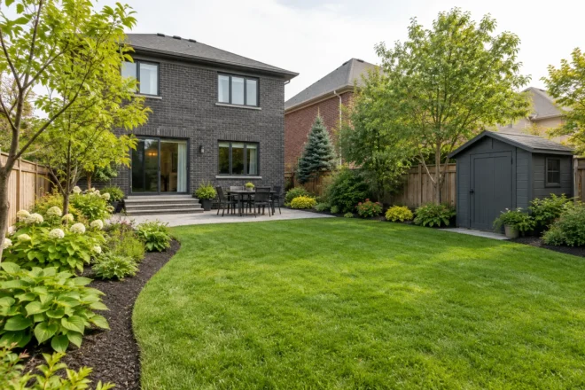 Medium garden with lawn edges designed for easy mowing