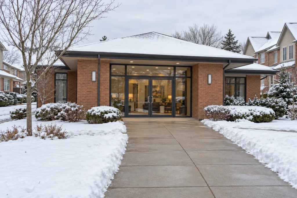 Priority building entrance and accessible pedestrian route