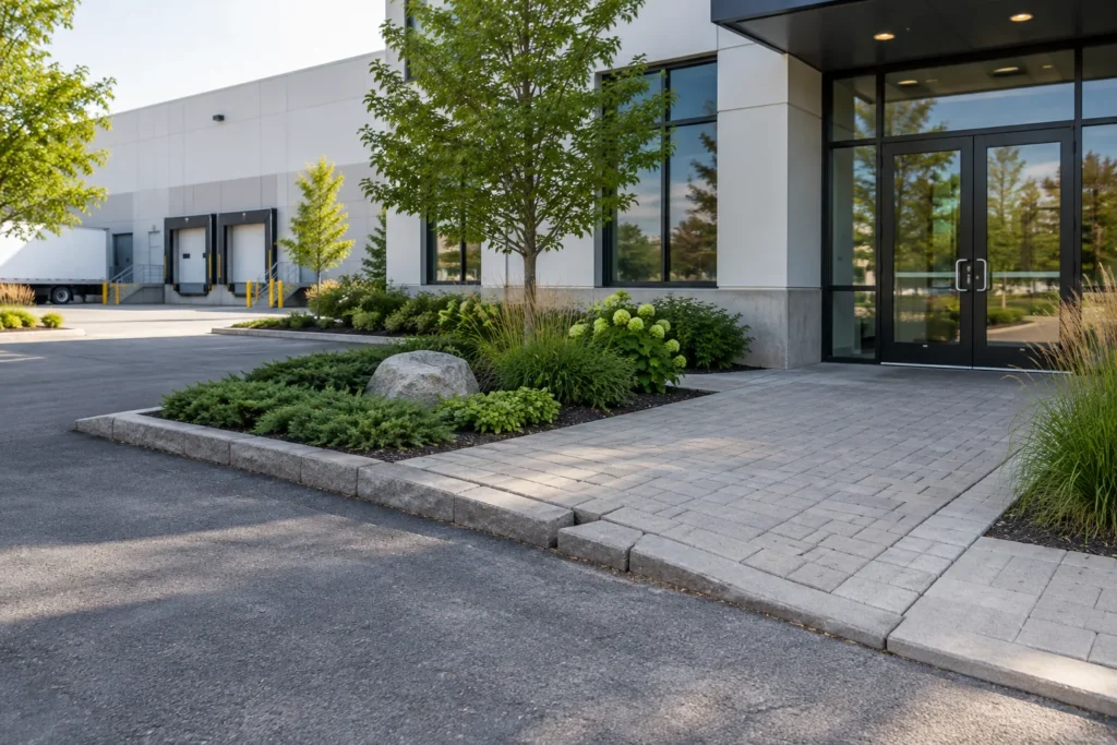 Site contact meeting point beside an uncluttered property entrance