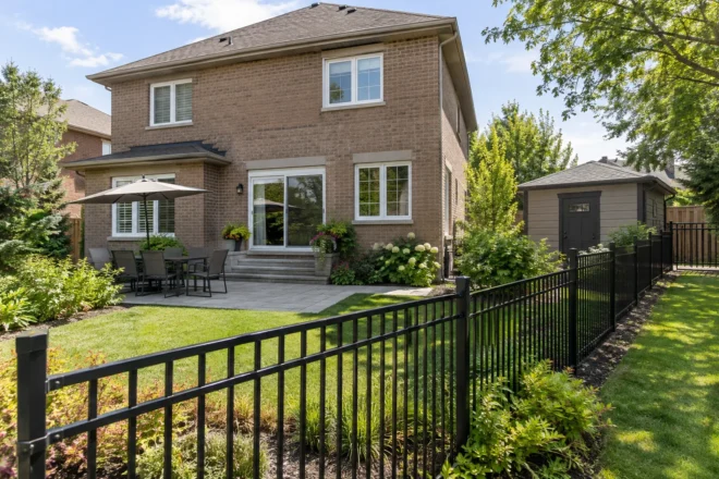 Metal garden fence preserving visibility