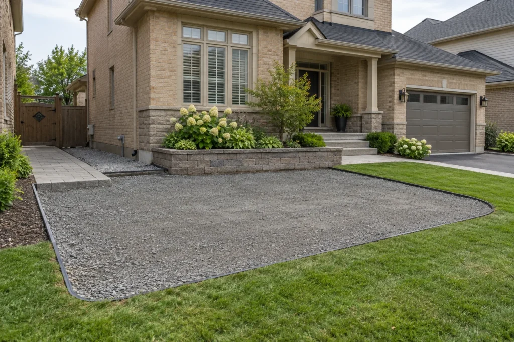 Prepared aggregate formation within a defined future turf area