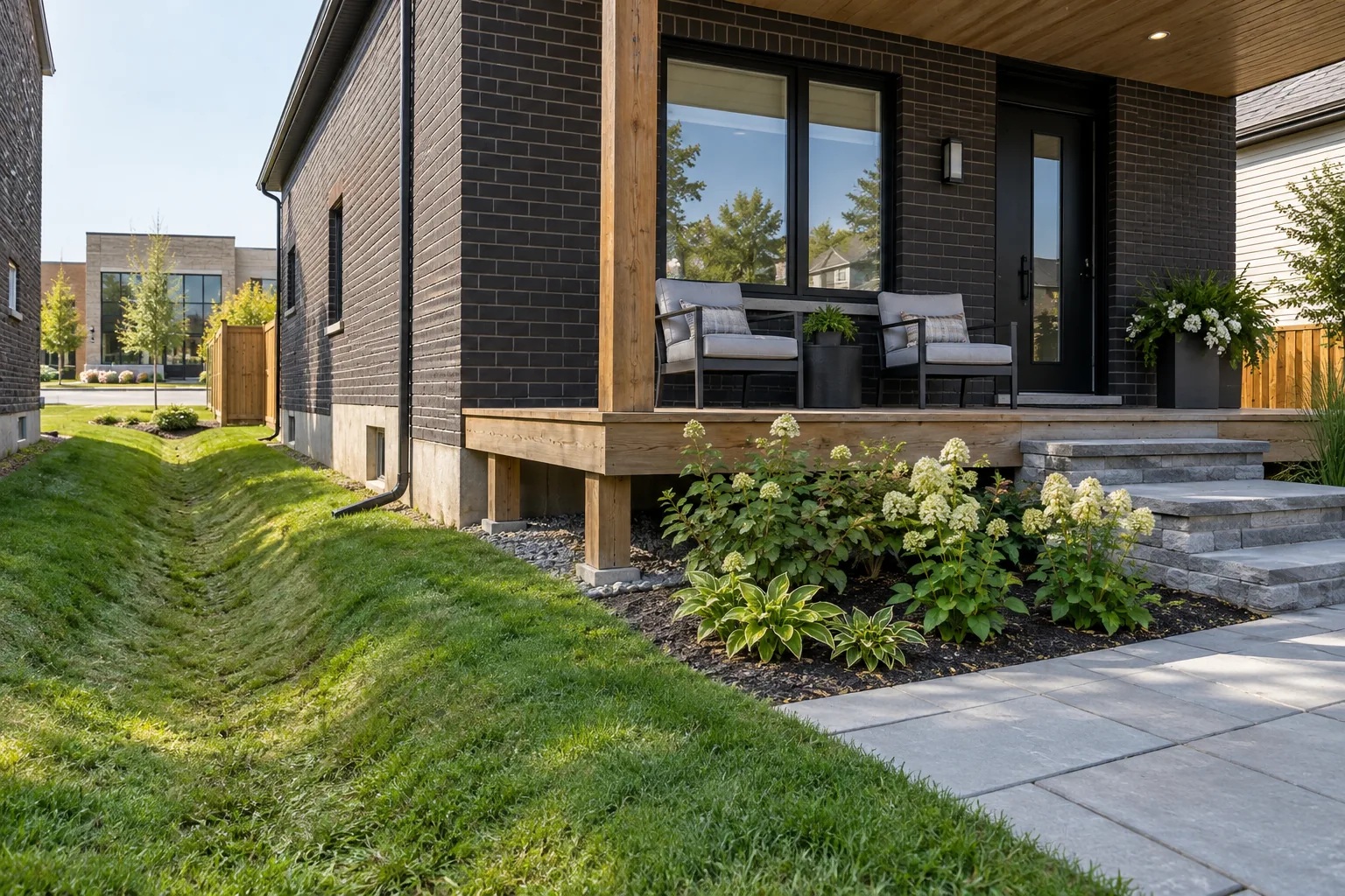 modest supported deck and seating terrace