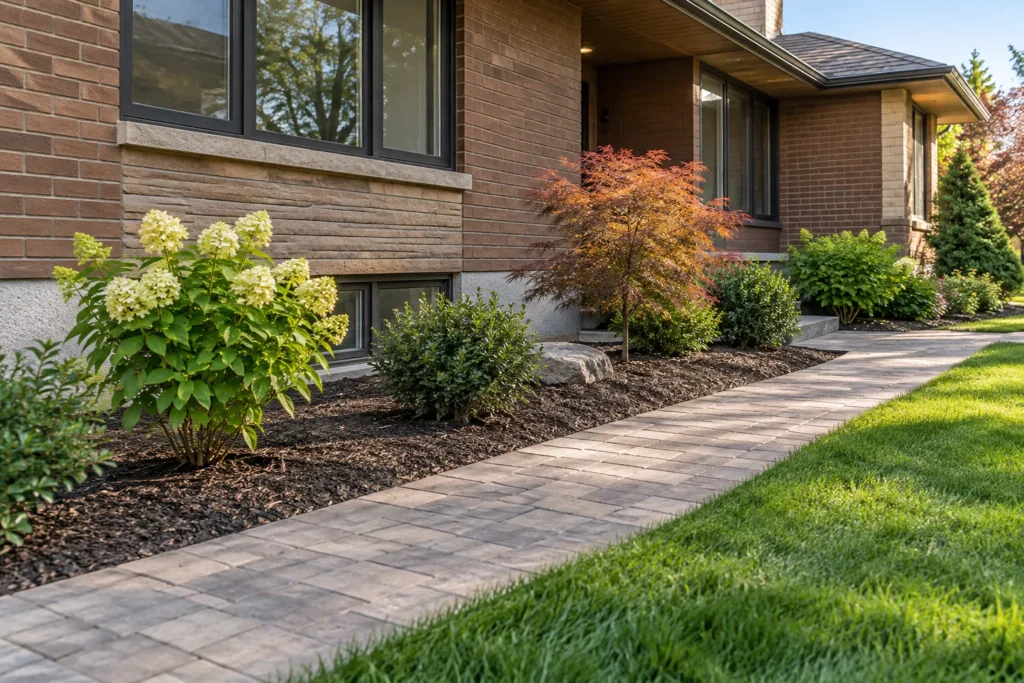 Bed edge with enough spacing for mature plants and hand access