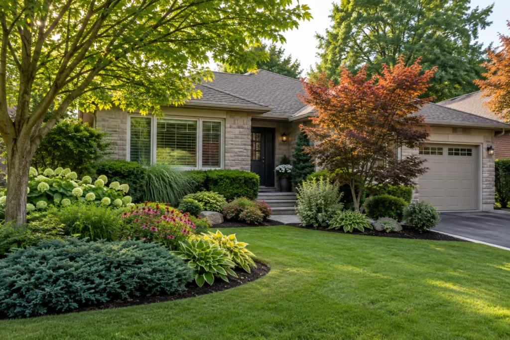Mature mixed planting showing depth and seasonal coverage