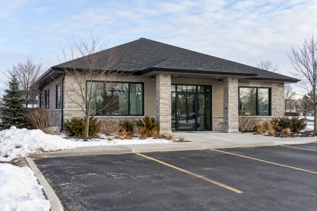 Cleared office parking and entrance
