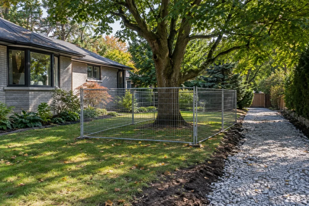 mature tree protection and construction-access route