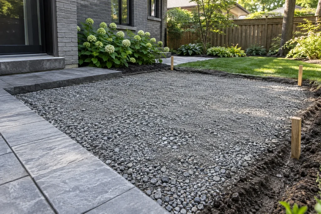 aggregate base prepared before finished pavers