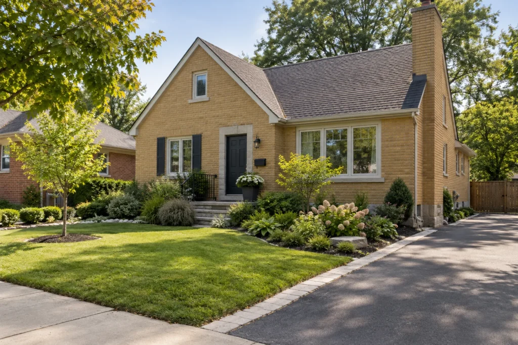 Layered sunny garden with honest mature spacing
