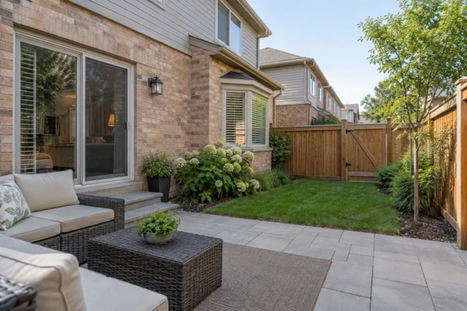 Townhouse garden fence with usable rear gate
