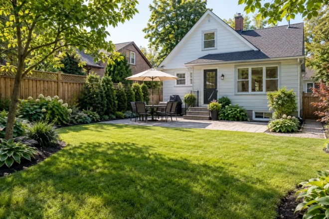 Medium family backyard after routine property care