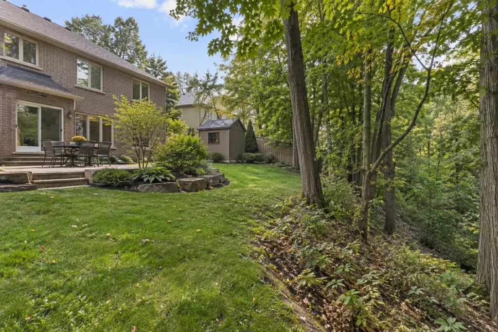 Garden grade and existing tree cover near a wooded slope