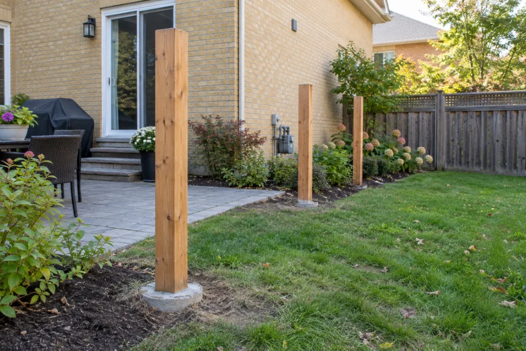 Post installation area with plausible footing and protected services context