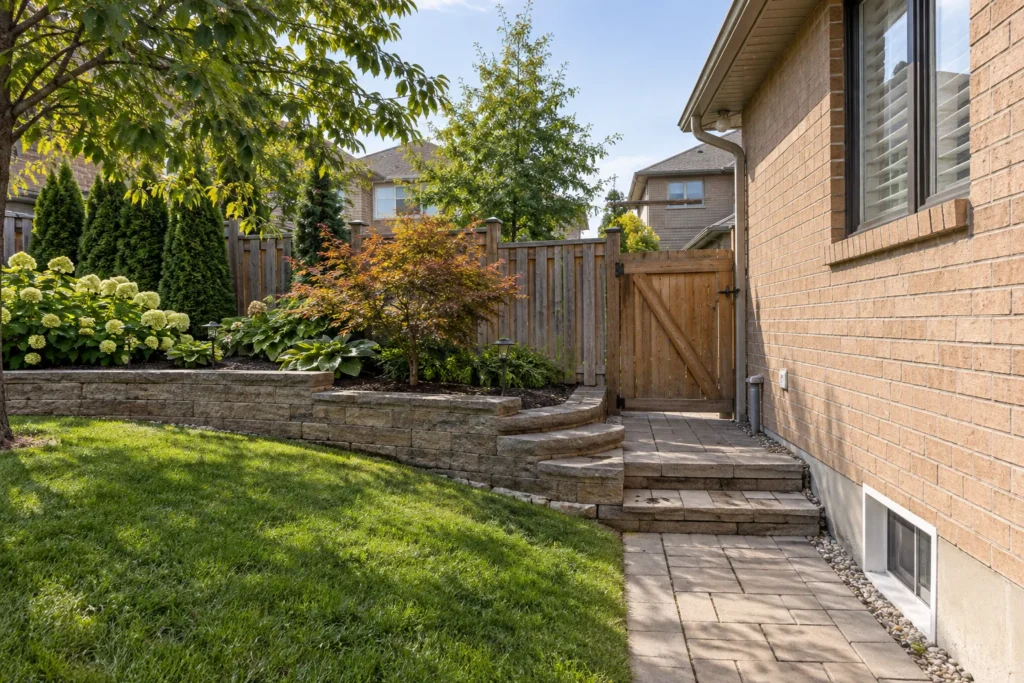 Property boundary and existing side gate before replacement