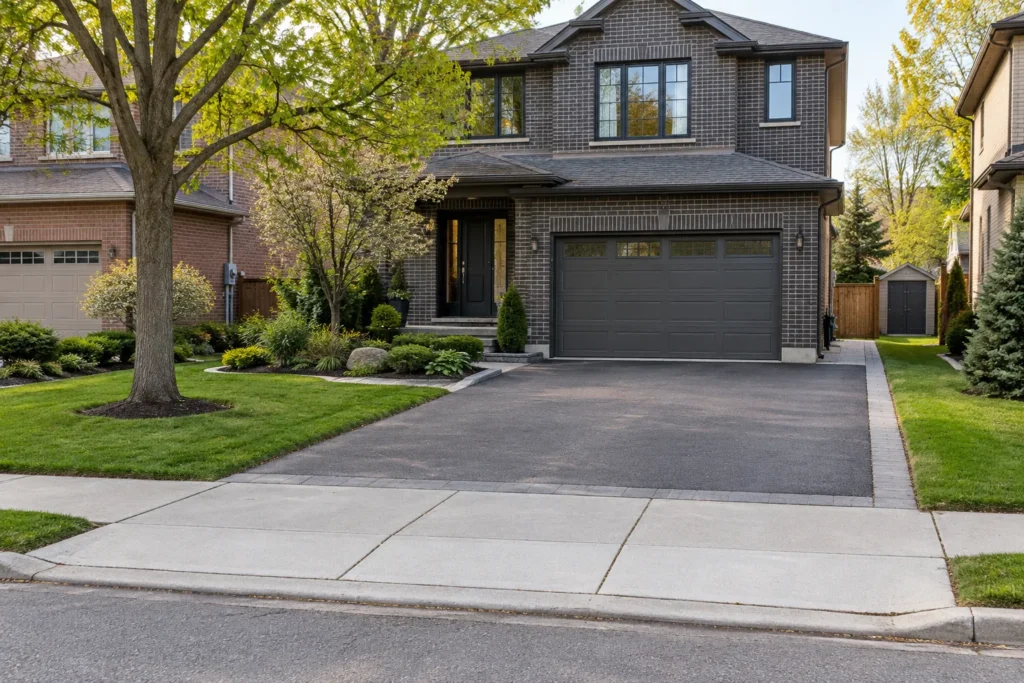 Public sidewalk and private driveway crossing kept clear and level